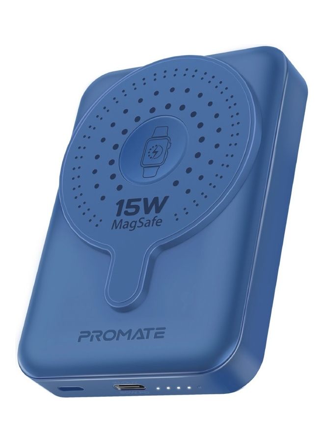 PROMATE - 10000 mAh 10000mAh Magnetic Wireless Power Bank, Dual 15W MagSafe Portable Charger with 3W Apple Watch Charging Pad and 20W USB-C Power Delivery, PowerMag-Duo Blue - Image 1