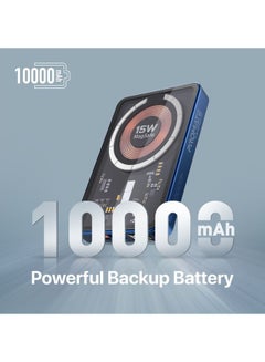بروميت شاحن محمول MagSafe بقدرة 15 وات، شاحن محمول شفاف ممتاز بقدرة 10000 مللي أمبير في الساعة، توصيل طاقة USB-C بقدرة 20 وات، منفذ QC 3.0 بقدرة 22.5 وات وشاشة LED ذكية، وأجهزة تدعم USB وQI، TransPack-10  - Image 3