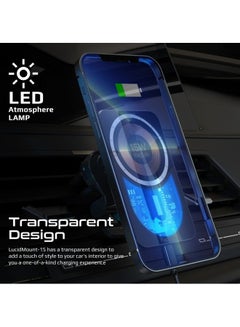 PROMATE 15W Car Wireless Charger, Premium Transparent MagSafe with 360 Degree Rotatable Design, Dual Mounting Options, Strong Magnetic Hold and Qi Charging, LucidMount-15 Black  - Image 2