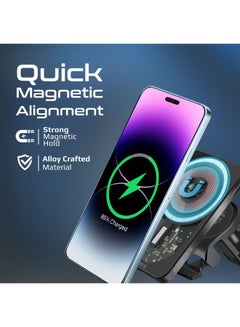 PROMATE 15W Car Wireless Charger, Premium Transparent MagSafe with 360 Degree Rotatable Design, Dual Mounting Options, Strong Magnetic Hold and Qi Charging, LucidMount-15 Black  - Image 4
