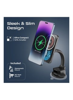PROMATE 15W Car Wireless Charger, Premium Transparent MagSafe with 360 Degree Rotatable Design, Dual Mounting Options, Strong Magnetic Hold and Qi Charging, LucidMount-15 Black  - Image 5