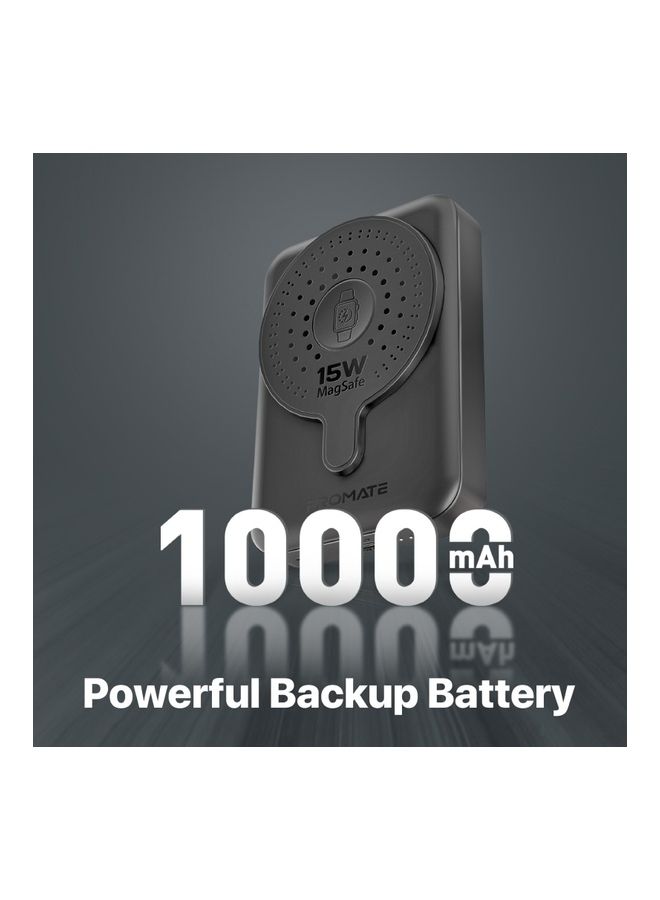 PROMATE - 10000 mAh 10000mAh Magnetic Wireless Power Bank, Dual 15W MagSafe Portable Charger with 3W Apple Watch Charging Pad and 20W USB-C Power Delivery, PowerMag-Duo Black - Image 1