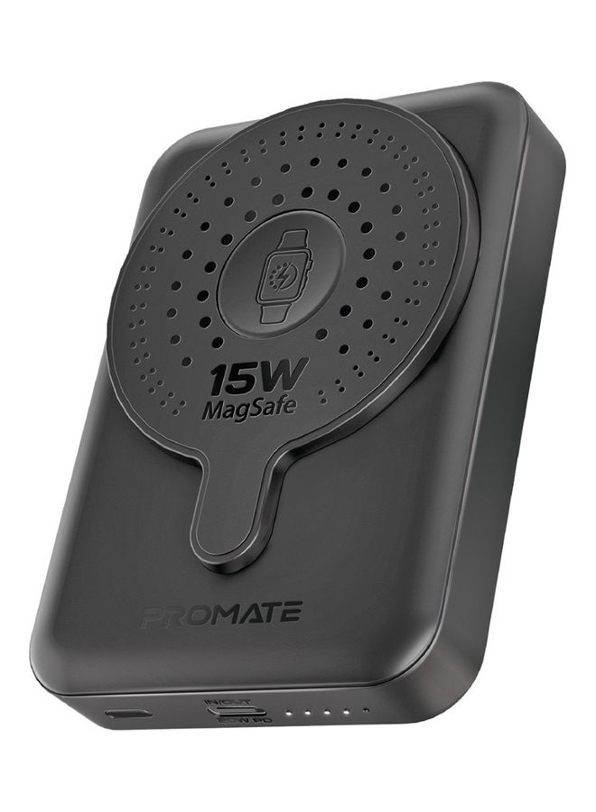 PROMATE - 10000 mAh 10000mAh Magnetic Wireless Power Bank, Dual 15W MagSafe Portable Charger with 3W Apple Watch Charging Pad and 20W USB-C Power Delivery, PowerMag-Duo Black - Image 1