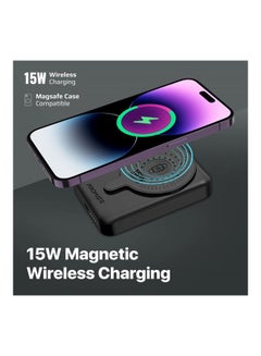 PROMATE 10000 mAh 10000mAh Magnetic Wireless Power Bank, Dual 15W MagSafe Portable Charger with 3W Apple Watch Charging Pad and 20W USB-C Power Delivery, PowerMag-Duo Black  - Image 3
