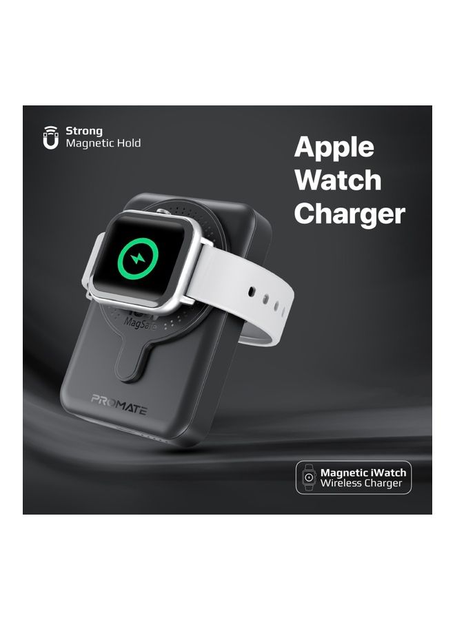 PROMATE - 10000 mAh 10000mAh Magnetic Wireless Power Bank, Dual 15W MagSafe Portable Charger with 3W Apple Watch Charging Pad and 20W USB-C Power Delivery, PowerMag-Duo Black - Image 1