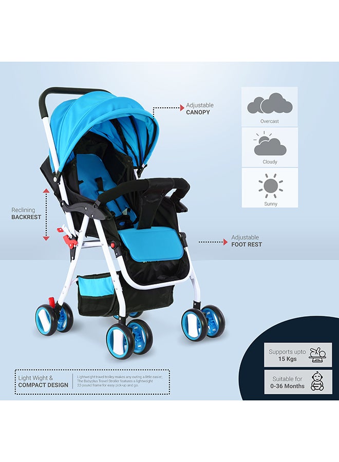 BABY PLUS - Baby Pram Stroller With Compact And Reversible Handlebar, Footrest, Cushion 5 Point Safety Belt - Image 1