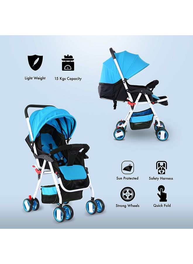BABY PLUS - Baby Pram Stroller With Compact And Reversible Handlebar, Footrest, Cushion 5 Point Safety Belt - Image 1