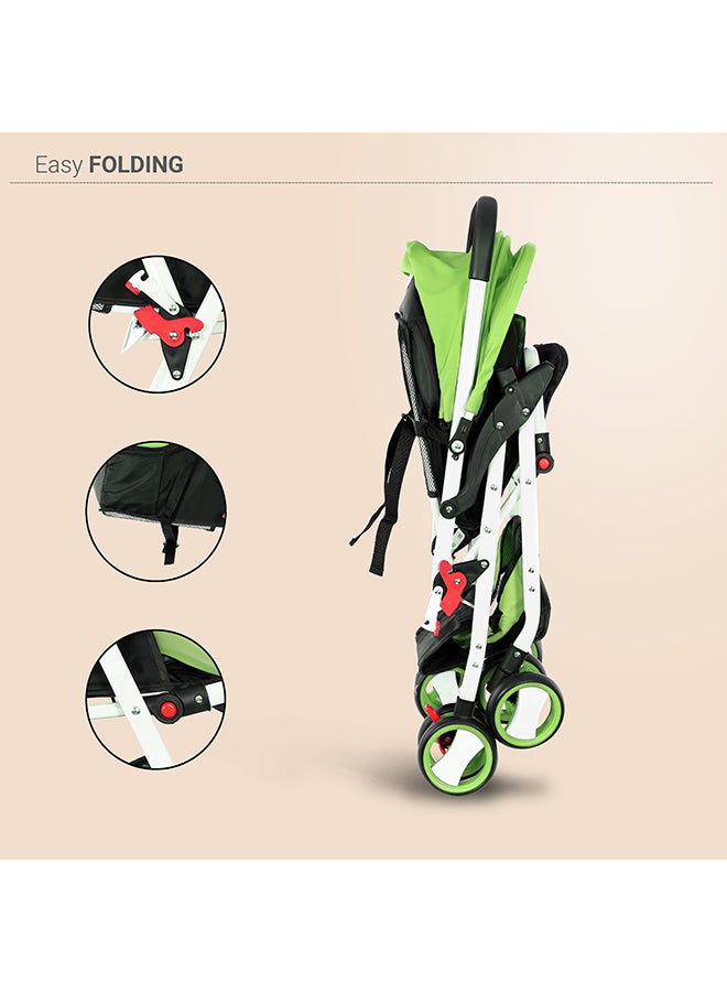 BABY PLUS - Two Tray One Hand Fold Multi Position Recline Baby Stroller With Large Canopy And Shopping Basket - Image 1