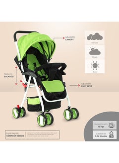 BABY PLUS Two Tray One Hand Fold Multi Position Recline Baby Stroller With Large Canopy And Shopping Basket  - Image 5