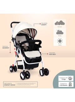 BABY PLUS Adjustable Baby Stroller Cum Pram With Compact And Reversible Handlebar With Safety Belt, Wheels  - Image 5