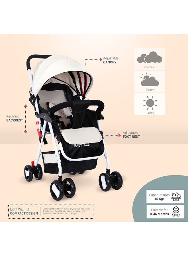 BABY PLUS - Adjustable Baby Stroller Cum Pram With Compact And Reversible Handlebar With Safety Belt, Wheels - Image 1