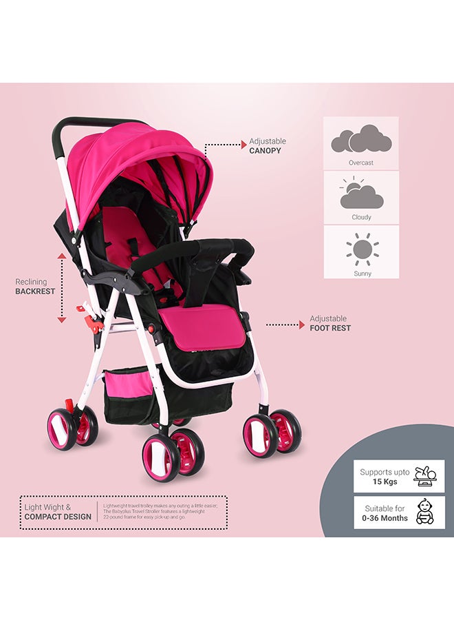 BABY PLUS - Portable Infant Baby Stroller With 3 Position Adjustable Seat And Canopy, Reversible Handle, Safety Belt, Storage - Image 1