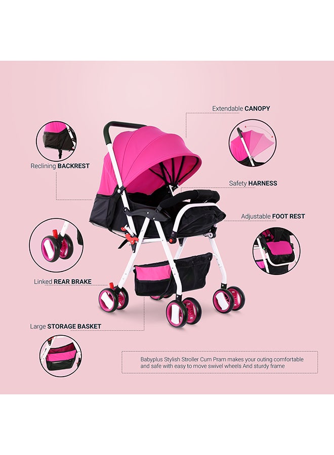 BABY PLUS - Portable Infant Baby Stroller With 3 Position Adjustable Seat And Canopy, Reversible Handle, Safety Belt, Storage - Image 1
