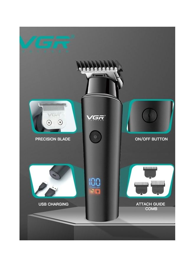 في جي آر آلة قص الشعر المحترفة من VGR ماكينة حلاقة كهربائية لاسلكية بشاحن USB وشاشة LED عرض للرجال V-937 فضي/أبيض  - Image 2
