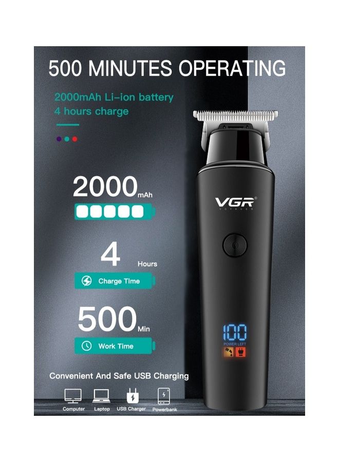 في جي آر آلة قص الشعر المحترفة من VGR ماكينة حلاقة كهربائية لاسلكية بشاحن USB وشاشة LED عرض للرجال V-937 فضي/أبيض  - Image 5