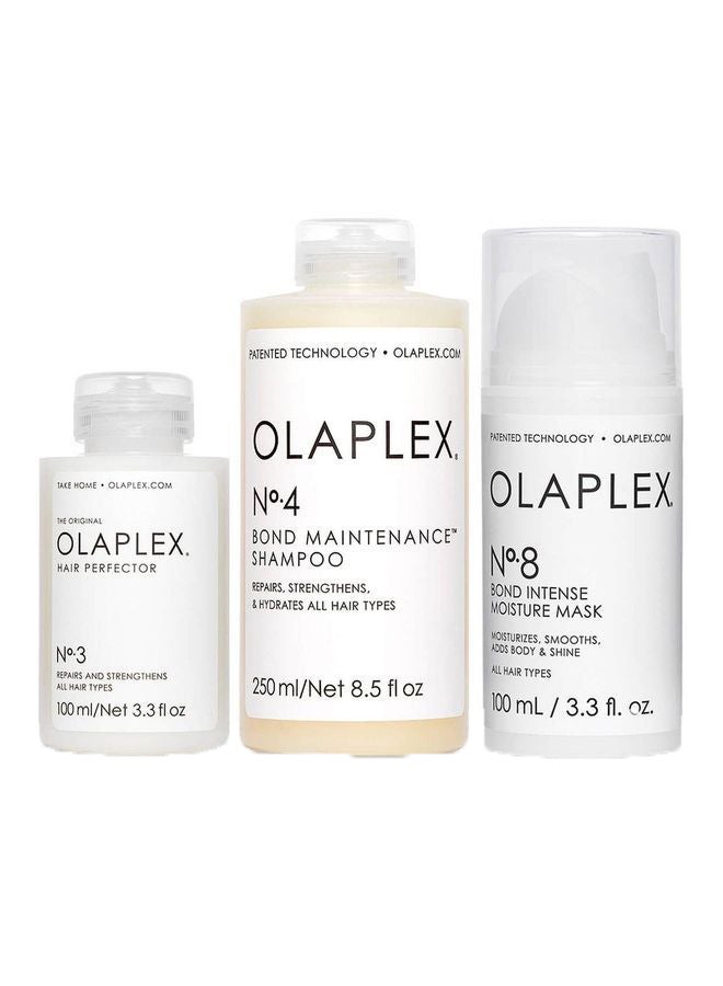 Olaplex - No 3 Hair Perfector 100ml No 4 Bond Shampoo 250ml And No 8 Bond Moisture Mask 100ml Bundles 450ml - Image 1