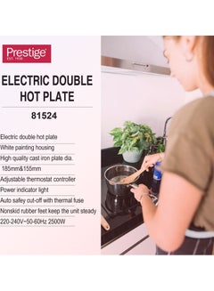 Prestige Electric Hot Plate - Double Burner Stove with Adjustable Temperature Control and Overheat Protection for Cooking Convenience 2500 W PR81524 White  - Image 3