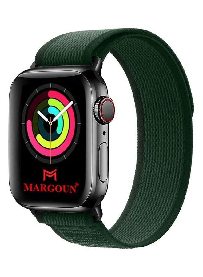 MARGOUN - Apple Watch Trail Band 38mm 40mm 41mm Nylon Woven Sport Strap for Iwatch Series Ultra/8/7/SE/6/5/4/3/2/10 Green/Orange - Image 1