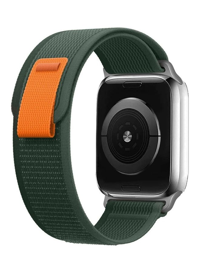 MARGOUN - Apple Watch Trail Band 38mm 40mm 41mm Nylon Woven Sport Strap for Iwatch Series Ultra/8/7/SE/6/5/4/3/2/10 Green/Orange - Image 1