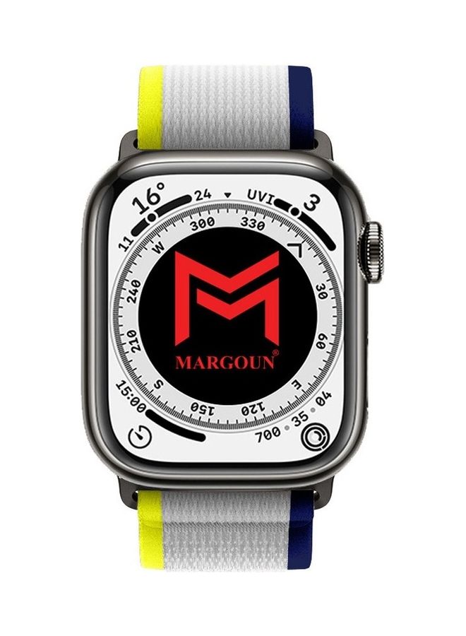 MARGOUN - Apple Watch Trail Band 38Mm 40Mm 41Mm Nylon Woven Sport Strap For iWatch Series Ultra 8 7 SE 6 5 4 3 2 8 Grey/Yellow/Blue - Image 1