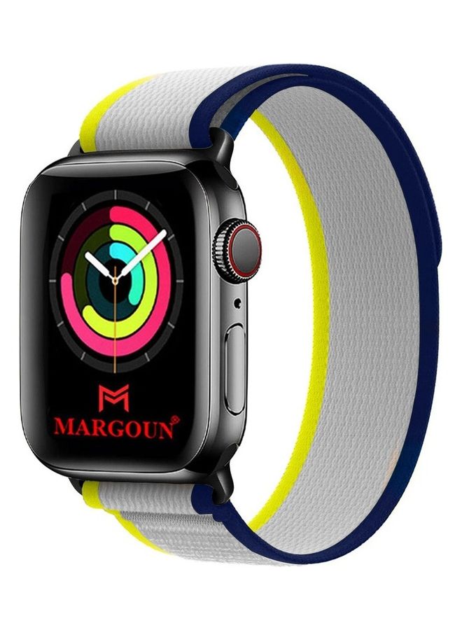 MARGOUN - Apple Watch Trail Band 38Mm 40Mm 41Mm Nylon Woven Sport Strap For iWatch Series Ultra 8 7 SE 6 5 4 3 2 8 Grey/Yellow/Blue - Image 1