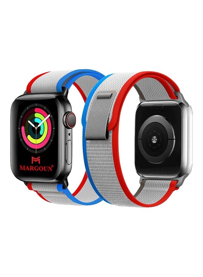 MARGOUN Apple Watch Trail Band 38mm 40mm 41mm Nylon Woven Sport Strap For Iwatch Series Ultra/8/7/SE/6/5/4/3/2/7 Red/Blue - Image 1