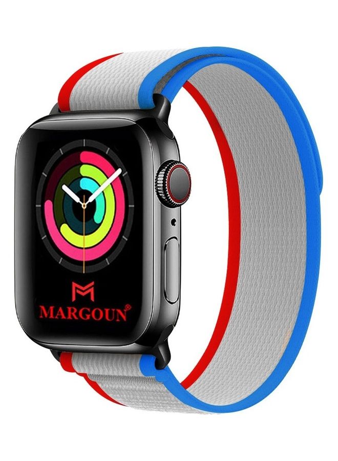 MARGOUN Apple Watch Trail Band 38mm 40mm 41mm Nylon Woven Sport Strap For Iwatch Series Ultra/8/7/SE/6/5/4/3/2/7 Red/Blue - Image 3