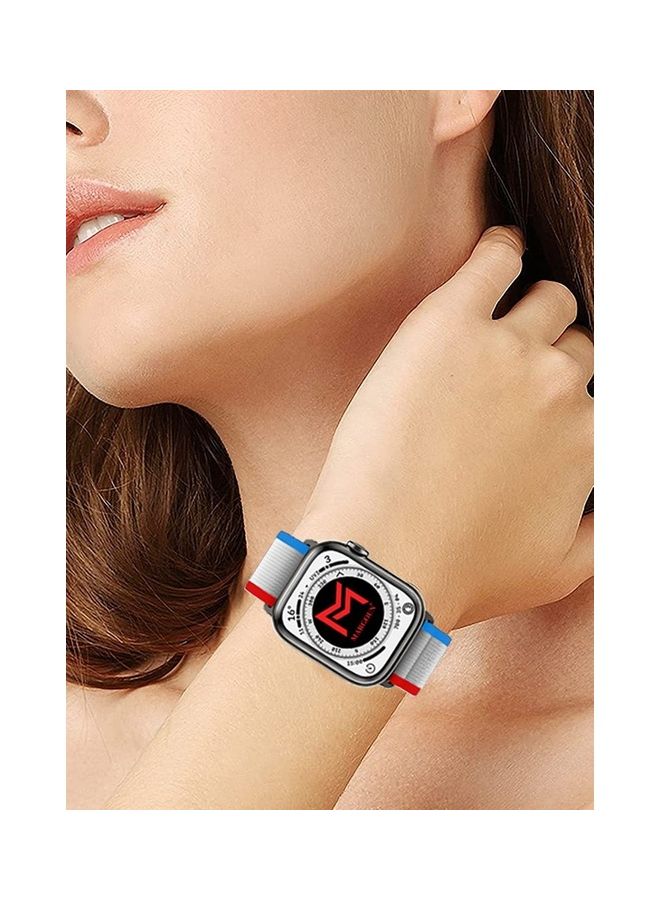 MARGOUN Apple Watch Trail Band 38mm 40mm 41mm Nylon Woven Sport Strap For Iwatch Series Ultra/8/7/SE/6/5/4/3/2/7 Red/Blue - Image 5