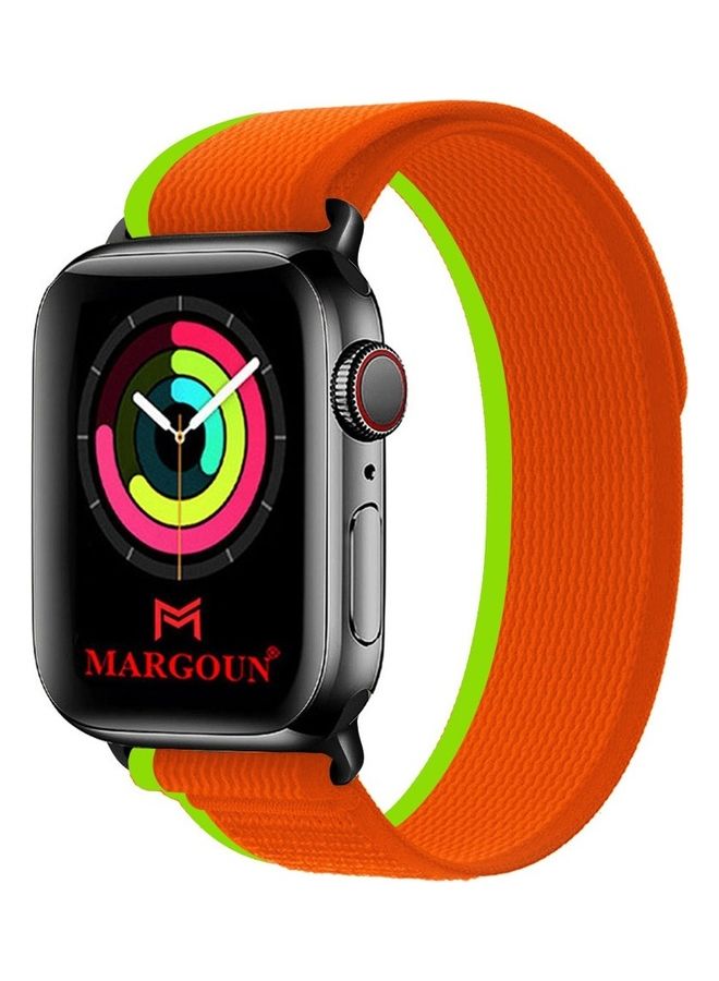 MARGOUN - Apple Watch Trail Band 38mm 40mm 41mm Nylon Woven Sport Strap For IWatch Series Ultra/8/7/SE/6/5/4/3/2/9 Orange/Green - Image 1
