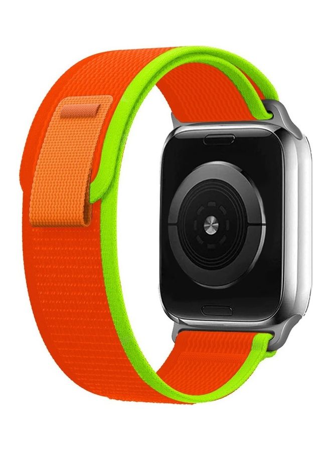 MARGOUN - Apple Watch Trail Band 38mm 40mm 41mm Nylon Woven Sport Strap For IWatch Series Ultra/8/7/SE/6/5/4/3/2/9 Orange/Green - Image 1