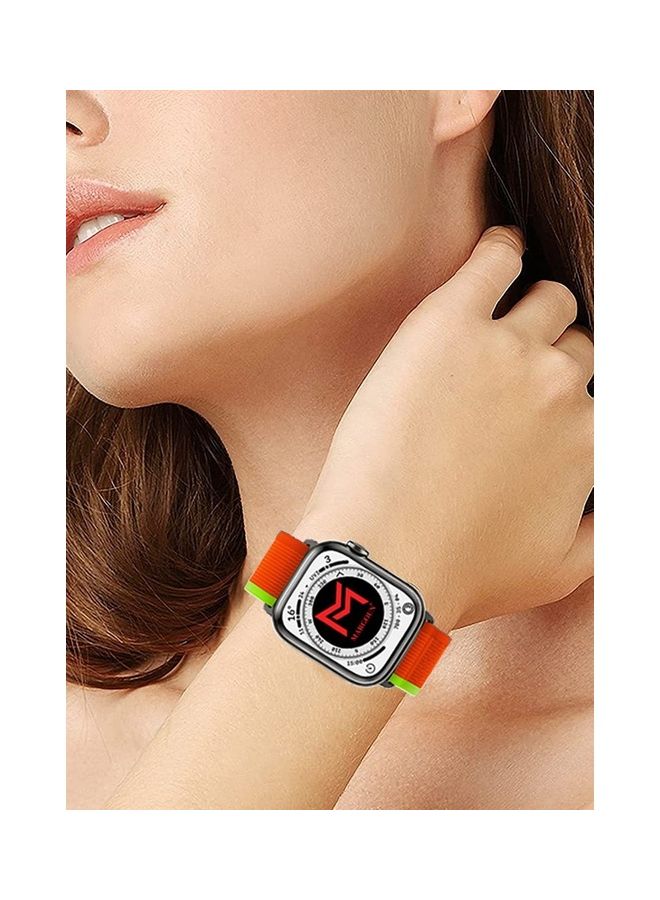MARGOUN - Apple Watch Trail Band 38mm 40mm 41mm Nylon Woven Sport Strap For IWatch Series Ultra/8/7/SE/6/5/4/3/2/9 Orange/Green - Image 1