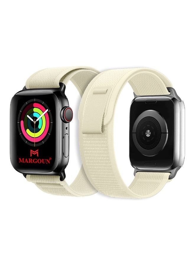 MARGOUN - Apple Trail Band 38mm 40mm 41mm Nylon Woven Sport Strap For iWatch Series Ultra/8/7/SE/6/5/4/3/2/12 Star Light - Image 1