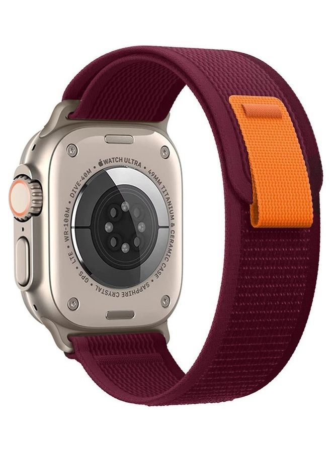 MARGOUN Apple Watch Trail Band 49mm 45mm 44mm 42mm Nylon Woven Sport Strap For iWatch Series Ultra/8/7/SE/6/5/4/3/2/5 Maron - Image 4