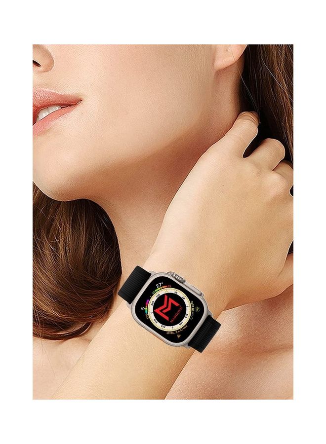 MARGOUN - Apple Watch Trail Band 49mm 45mm 44mm 42mm Nylon Woven Sport Strap for iWatch Series Ultra/8/7/SE/6/5/4/3/2/6 Black - Image 1
