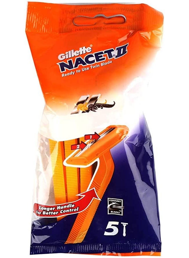 Gillette 5-Piece Nacet II Razors Yellow  - Image 1