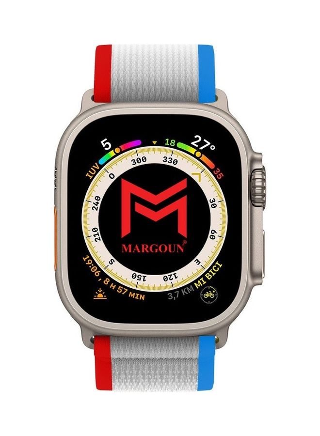 MARGOUN - Apple Watch Trail Band 49Mm 45Mm 44Mm 42Mm Nylon Woven Sport Strap For iWatch Series Ultra 8 7 SE 6 5 4 3 2 7 Grey/Red/Blue - Image 1