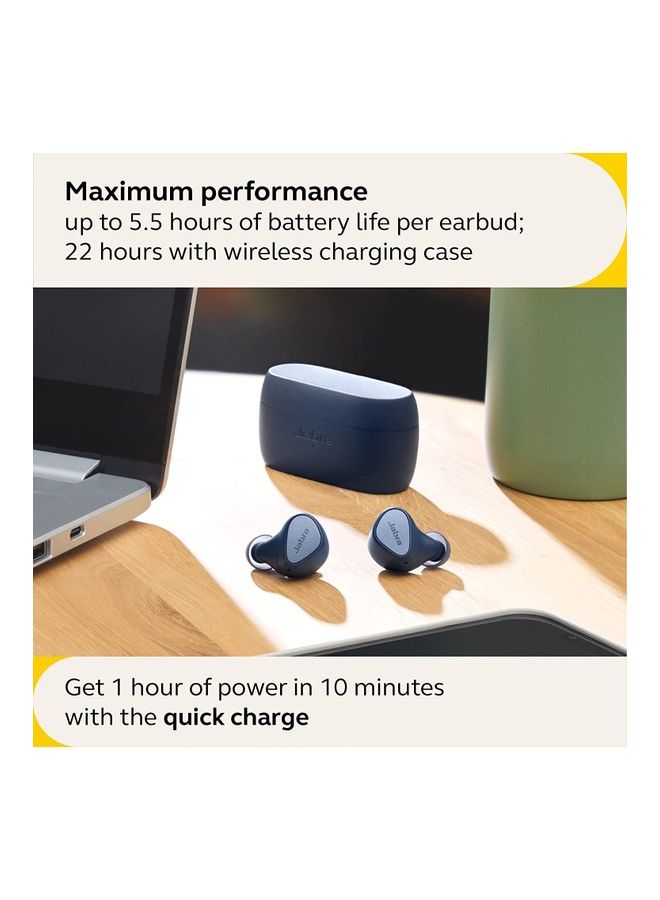 Elite 4 True Wireless Earbuds Active Noise Cancelling Headphones Discreet And Comfortable Bluetooth Earphones With Spotify Tap Playback Google Fast Microsoft Swift Pair Navy Blue