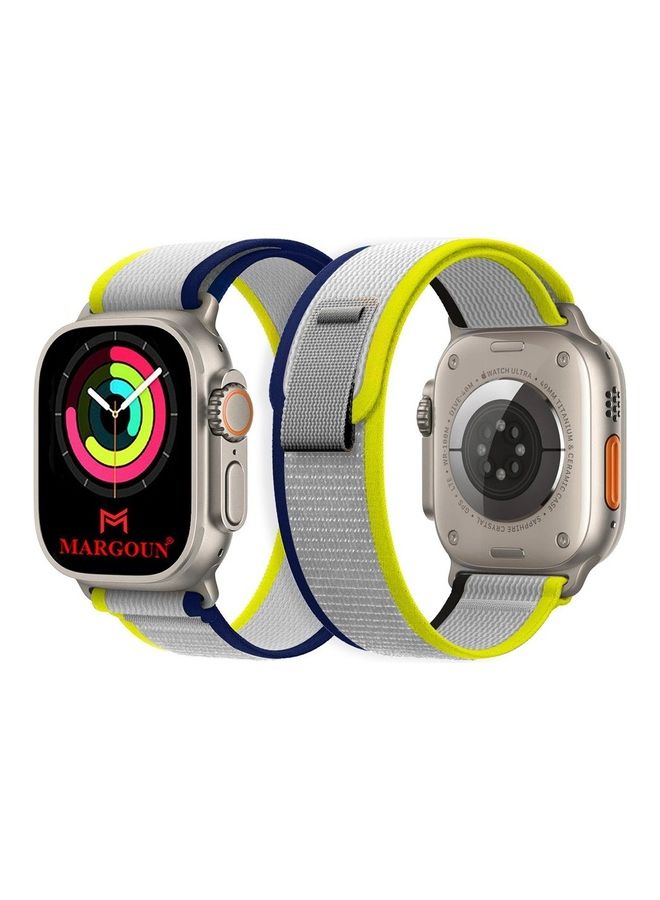 MARGOUN Apple Watch Trail Band 49Mm 45Mm 44Mm 42Mm Nylon Woven Sport Strap For iWatch Series Ultra 8 7 SE 6 5 4 3 2 8 Grey/Yellow/Blue - Image 1