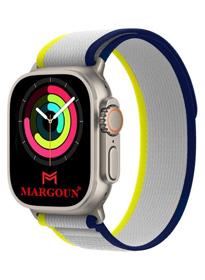 MARGOUN Apple Watch Trail Band 49Mm 45Mm 44Mm 42Mm Nylon Woven Sport Strap For iWatch Series Ultra 8 7 SE 6 5 4 3 2 8 Grey/Yellow/Blue - Image 3