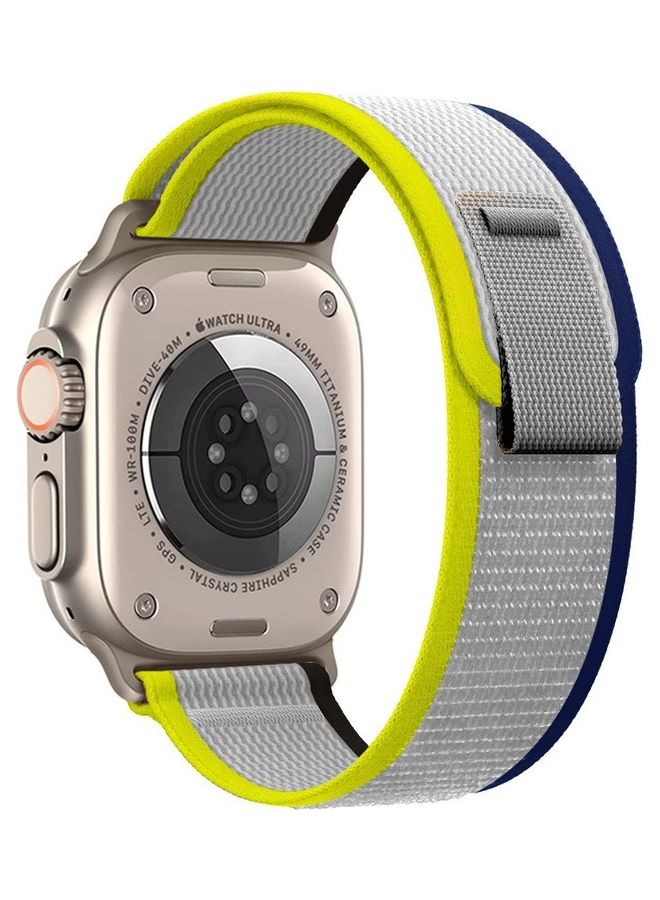 MARGOUN Apple Watch Trail Band 49Mm 45Mm 44Mm 42Mm Nylon Woven Sport Strap For iWatch Series Ultra 8 7 SE 6 5 4 3 2 8 Grey/Yellow/Blue - Image 4
