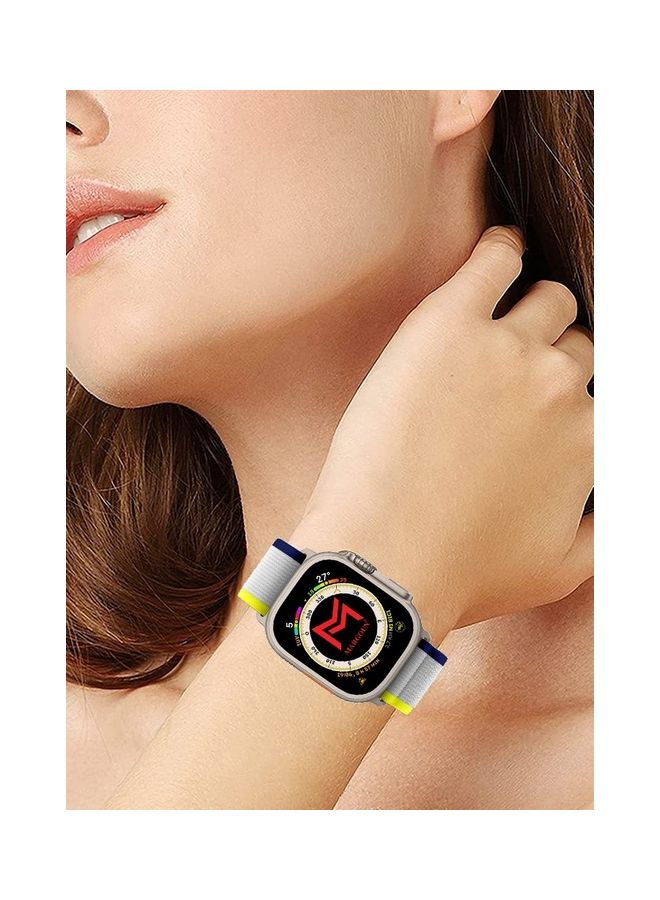 MARGOUN Apple Watch Trail Band 49Mm 45Mm 44Mm 42Mm Nylon Woven Sport Strap For iWatch Series Ultra 8 7 SE 6 5 4 3 2 8 Grey/Yellow/Blue - Image 5