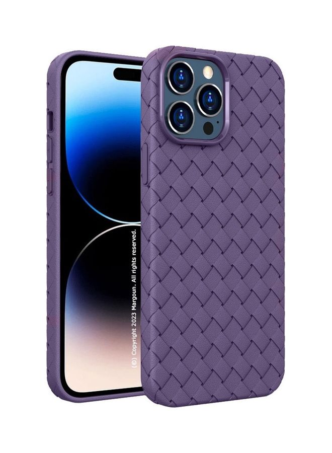 MARGOUN Grid Weaving Pattern Case For iPhone 14 Pro Max Super Soft Phone Cover Purple - Image 1