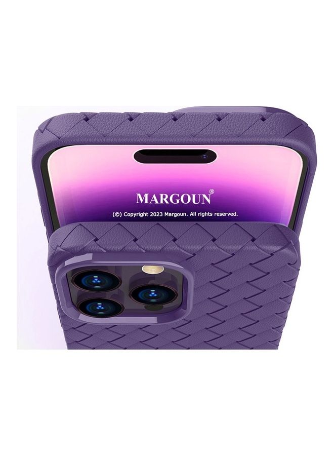 MARGOUN Grid Weaving Pattern Case For iPhone 14 Pro Max Super Soft Phone Cover Purple - Image 2