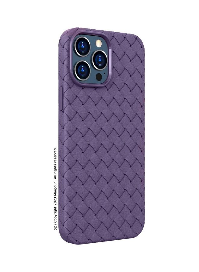 MARGOUN Grid Weaving Pattern Case For iPhone 14 Pro Max Super Soft Phone Cover Purple - Image 3