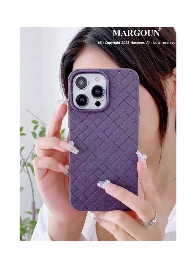 MARGOUN Grid Weaving Pattern Case For iPhone 14 Pro Max Super Soft Phone Cover Purple - Image 4