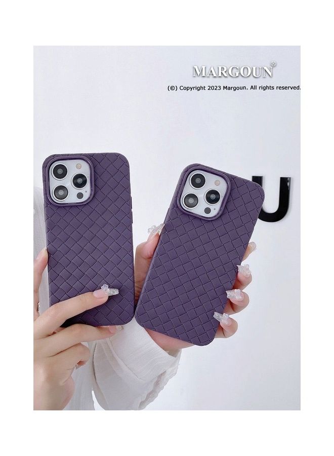 MARGOUN Grid Weaving Pattern Case For iPhone 14 Pro Max Super Soft Phone Cover Purple - Image 5