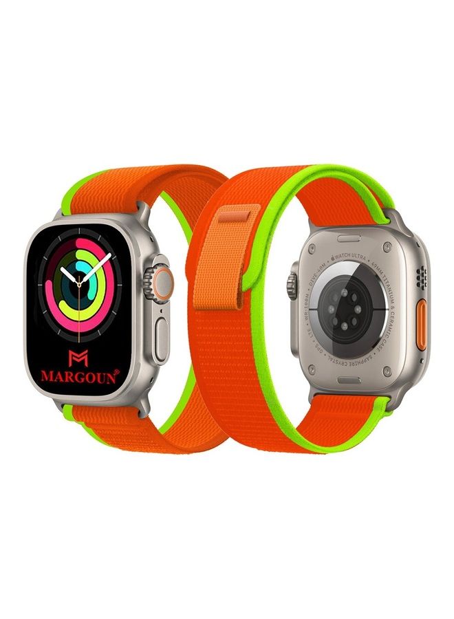 MARGOUN - Apple Watch Trail Band 49mm 45mm 44mm 42mm Nylon Woven Sport Strap For IWatch Series Ultra/8/7/SE/6/5/4/3/2/9 Orange/Green - Image 1
