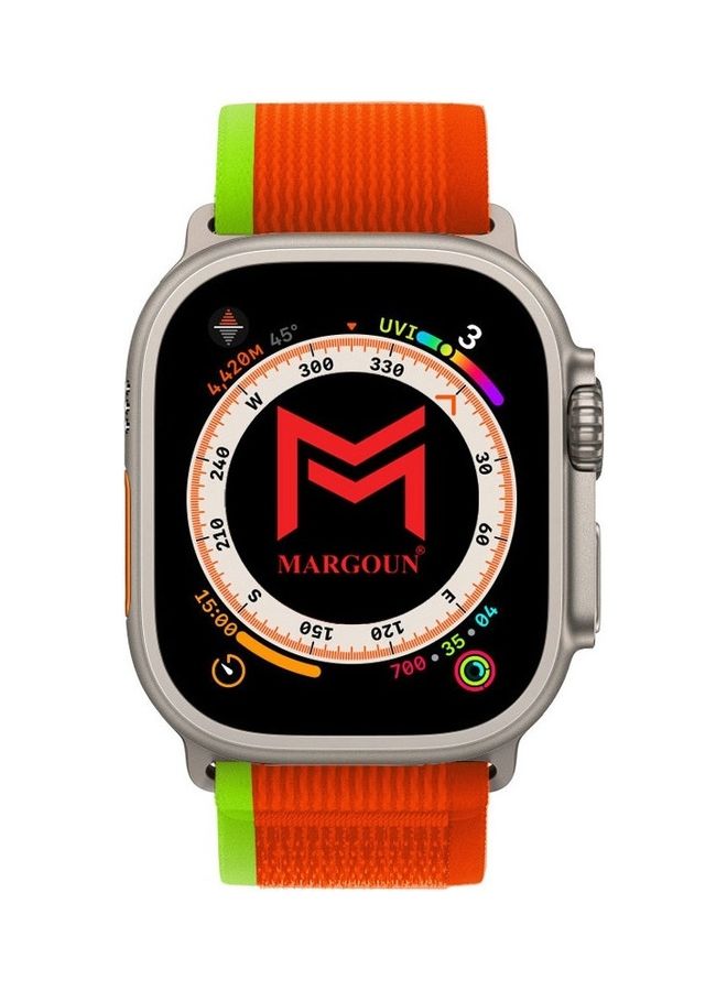 MARGOUN - Apple Watch Trail Band 49mm 45mm 44mm 42mm Nylon Woven Sport Strap For IWatch Series Ultra/8/7/SE/6/5/4/3/2/9 Orange/Green - Image 1