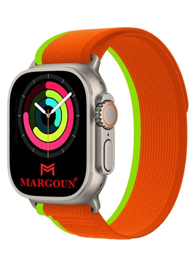 MARGOUN - Apple Watch Trail Band 49mm 45mm 44mm 42mm Nylon Woven Sport Strap For IWatch Series Ultra/8/7/SE/6/5/4/3/2/9 Orange/Green - Image 1
