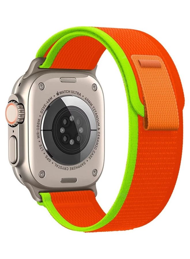 MARGOUN - Apple Watch Trail Band 49mm 45mm 44mm 42mm Nylon Woven Sport Strap For IWatch Series Ultra/8/7/SE/6/5/4/3/2/9 Orange/Green - Image 1